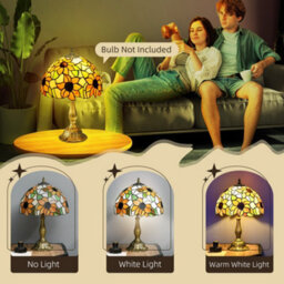Wyld Haus Limo Baka Orange Sunflower Stained Glass Table Lamp 48Cm - E27, Brass Base - thumbnail 5