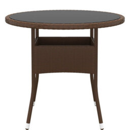 Walplus 3 Piece Garden Bistro Set Poly Rattan And Tempered Glass Brown - thumbnail 6