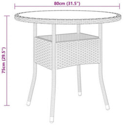 Walplus 3 Piece Garden Bistro Set Poly Rattan And Tempered Glass Brown - thumbnail 8
