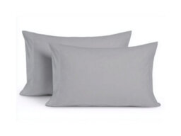 Microfibre Soft Touch Plain Dyed Housewife Pillowcase Pair Silver - thumbnail 2