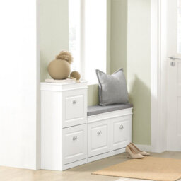 Sobuy Shoe Cabinet With 2 Flip Drawers 21.26X9.45X32.68 Inch Fsr78-W - White - thumbnail 2