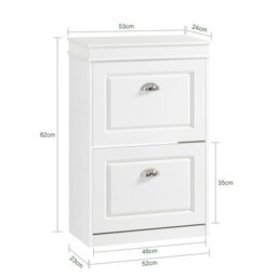 Sobuy Shoe Cabinet With 2 Flip Drawers 21.26X9.45X32.68 Inch Fsr78-W - White - thumbnail 3