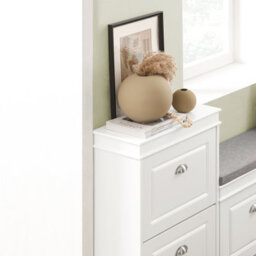 Sobuy Shoe Cabinet With 2 Flip Drawers 21.26X9.45X32.68 Inch Fsr78-W - White - thumbnail 4
