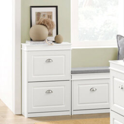 Sobuy Shoe Cabinet With 2 Flip Drawers 21.26X9.45X32.68 Inch Fsr78-W - White - thumbnail 6