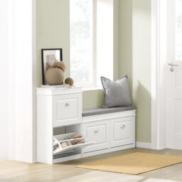 Sobuy Shoe Cabinet With 2 Flip Drawers 21.26X9.45X32.68 Inch Fsr78-W - White - thumbnail 9