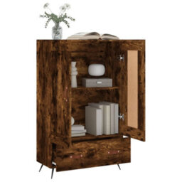 Berkfield Highboard Smoked Oak 69.5X31X115 Cm Engineered Wood - thumbnail 4