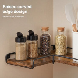 Levede Floating Shelves Set Of 2 L-Shaped Corner Shelves Wall Mounted Brown - thumbnail 7
