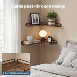 Levede Floating Shelves Set Of 2 L-Shaped Corner Shelves Wall Mounted Brown - thumbnail 6