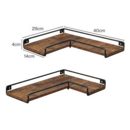 Levede Floating Shelves Set Of 2 L-Shaped Corner Shelves Wall Mounted Brown - thumbnail 4
