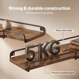 Levede Floating Shelves Set Of 2 L-Shaped Corner Shelves Wall Mounted Brown - thumbnail 8