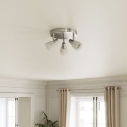 GoodHome Aphaea Plate Satin Nickel Effect 3 Light Spotlight - thumbnail 5