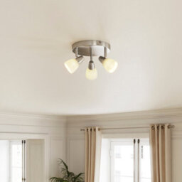 GoodHome Aphaea Plate Satin Nickel Effect 3 Light Spotlight - thumbnail 1