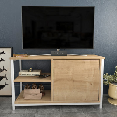 Decorotika Muskegon Tv Stand Tv Unit For Tv's Up To 63 Inch White And Oak - image 1