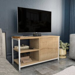 Decorotika Muskegon Tv Stand Tv Unit For Tv's Up To 63 Inch White And Oak - thumbnail 2