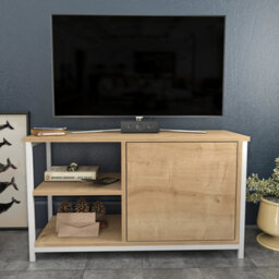 Decorotika Muskegon Tv Stand Tv Unit For Tv's Up To 63 Inch White And Oak