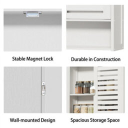 Bamboo Wall Medicine Cabinet Double Door Over Toilet Bathroom Storage - thumbnail 3
