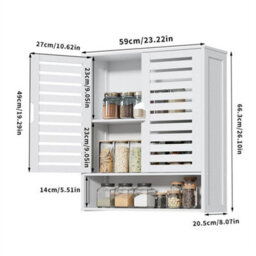 Bamboo Wall Medicine Cabinet Double Door Over Toilet Bathroom Storage - thumbnail 2