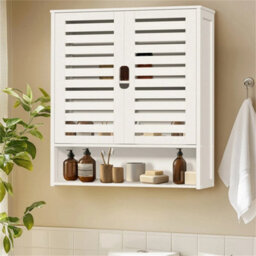 Bamboo Wall Medicine Cabinet Double Door Over Toilet Bathroom Storage - thumbnail 5