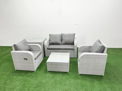 Fimous Pe Wicker Rattan Garden Furniture Set Sofa Set Reclining Adjustable Chair Square Coffee Table 4 Seater Side Table - image 1