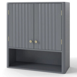Fluted Bathroom Wall Cabinet Modern Double Door Medicine Cabinet - thumbnail 4