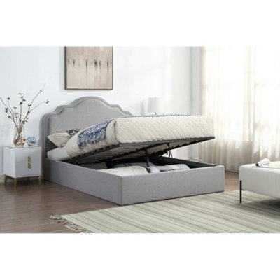 Home Treats Double Ottoman Bed With Hybrid Mattress High Headboard Storage Bed Grey - image 1