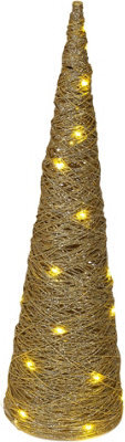 Urbn-Living Urbnliving 80Cm Led Light Up Christmas Tree Gold With Glitter Single Cone Pyramids Glitter Fairy Lights Ornament - image 1