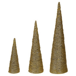 Urbn-Living Urbnliving 80Cm Led Light Up Christmas Tree Gold With Glitter Single Cone Pyramids Glitter Fairy Lights Ornament - thumbnail 4