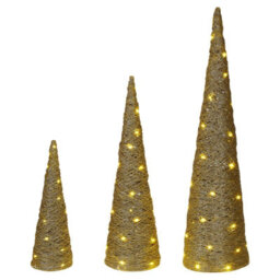 Urbn-Living Urbnliving 80Cm Led Light Up Christmas Tree Gold With Glitter Single Cone Pyramids Glitter Fairy Lights Ornament - thumbnail 2