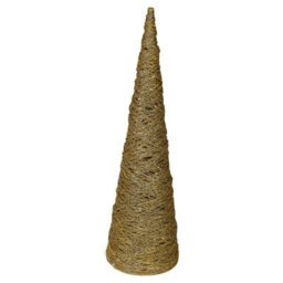 Urbn-Living Urbnliving 80Cm Led Light Up Christmas Tree Gold With Glitter Single Cone Pyramids Glitter Fairy Lights Ornament - thumbnail 3