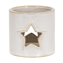White Ceramic Star Cut-Out Tealight Holder For Winter Decor - thumbnail 1
