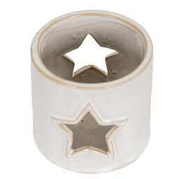 White Ceramic Star Cut-Out Tealight Holder For Winter Decor - thumbnail 2