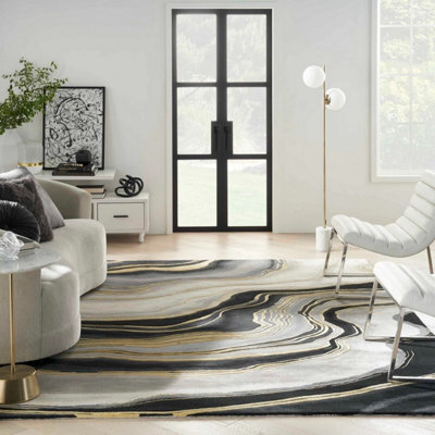 Prismatic Prs31 Charcoal Grey Wool Rug By Nourison-236Cm X 297Cm - image 1