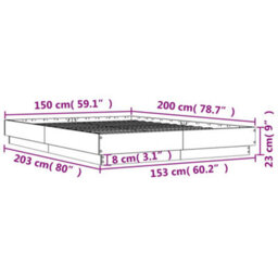 Berkfield Bed Frame Without Mattress Grey Sonoma 150X200 Cm King Size - thumbnail 9