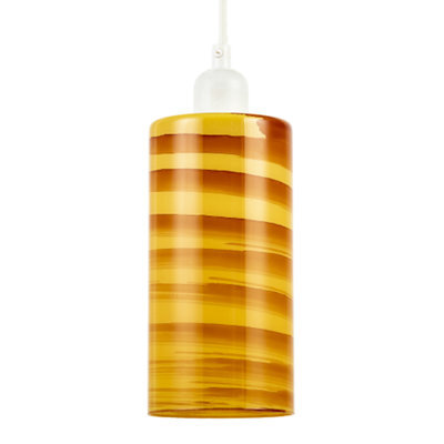 Happy Homewares Striped Amber Glass Cylinder Pendant Shade With Retro Inspired Look - image 1