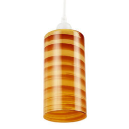 Happy Homewares Striped Amber Glass Cylinder Pendant Shade With Retro Inspired Look - thumbnail 4