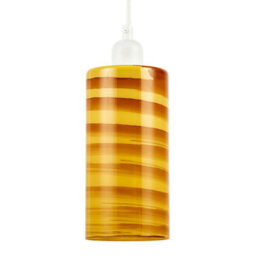 Happy Homewares Striped Amber Glass Cylinder Pendant Shade With Retro Inspired Look - thumbnail 1