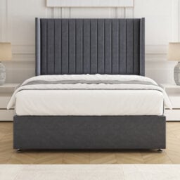 Bsspoke Manhattans Divan Bed Steel Plush Velvet 54Inch Headboard & No Mattress No Drawers In Single Small Double King 4Ft6 6Ft - thumbnail 3
