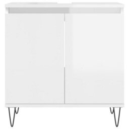 Berkfield Bathroom Cabinet High Gloss White 58X33X60 Cm Engineered Wood - thumbnail 4
