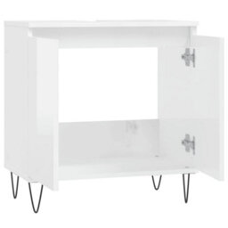 Berkfield Bathroom Cabinet High Gloss White 58X33X60 Cm Engineered Wood - thumbnail 5