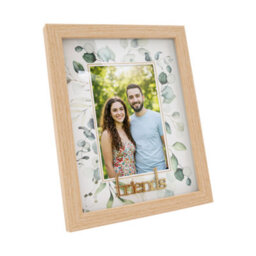 Happy Homewares Modern Oak Mdf Gold Friends Picture Frame With Green Floral Decoration - thumbnail 2