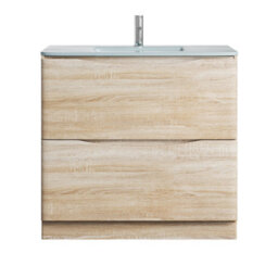 Plum&clay Eden Light Oak Floorstanding Vanity Unit With White Glass Basin (W)900mm - thumbnail 2