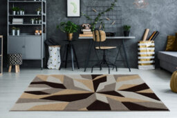 Smart Living Modern Thick Soft Carved Area Rug, Living Room Carpet, Kitchen Floor, Bedroom Soft Rugs 60Cm X 110Cm - Brown Beige - thumbnail 1