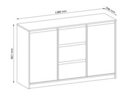 Impact Furniture Sideboard With Drawers Modern Cabinet Storage Unit Handleless White Washed Oak Effect 140Cm Wide Mana - thumbnail 7