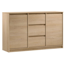 Impact Furniture Sideboard With Drawers Modern Cabinet Storage Unit Handleless White Washed Oak Effect 140Cm Wide Mana - thumbnail 5