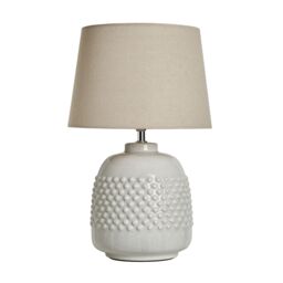 Inlight Lago Bobbled Round Gloss White & Natual Table Lamp - thumbnail 6