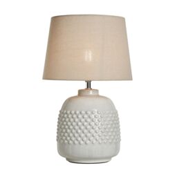 Inlight Lago Bobbled Round Gloss White & Natual Table Lamp - thumbnail 2