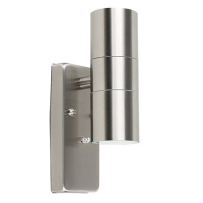 Valuelights Modern Brushed Chrome Ip44 Rated Up Down Outdoor Security Wall Light - image 1
