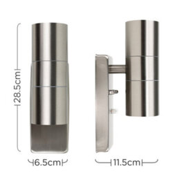 Valuelights Modern Brushed Chrome Ip44 Rated Up Down Outdoor Security Wall Light - thumbnail 8