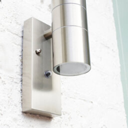 Valuelights Modern Brushed Chrome Ip44 Rated Up Down Outdoor Security Wall Light - thumbnail 7
