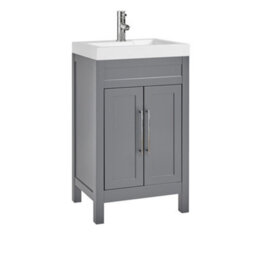 Homestylestore 502mm Light Grey Floorstanding Bathroom Vanity Unit And Chrome T Bar Handles - thumbnail 1